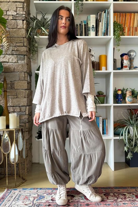 Sander Pull Tie Fine Knit Mocha Marl